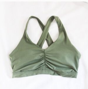 OFFLINE by Aerie AE Real Me Ruched Olive Green Crossback Sports Bra (XL) NWOT!